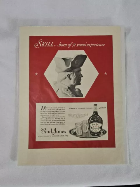 Paul Jones Whiskey Proof Print Ad, 12x14, (BM178)