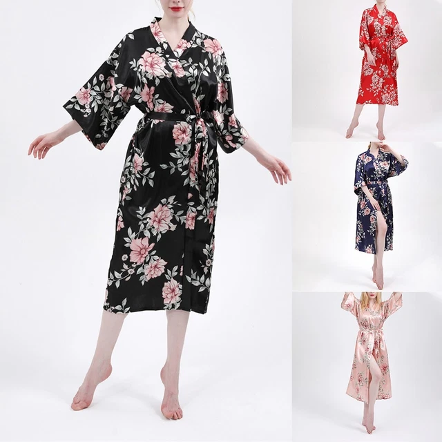 Elegante abito da sposa in raso kimono abiti da notte abito da donna