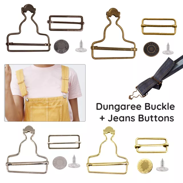 Dungaree Fastener Buckle With Jeans Buttons Clips DIY for Denim Jacket Jumpsuits