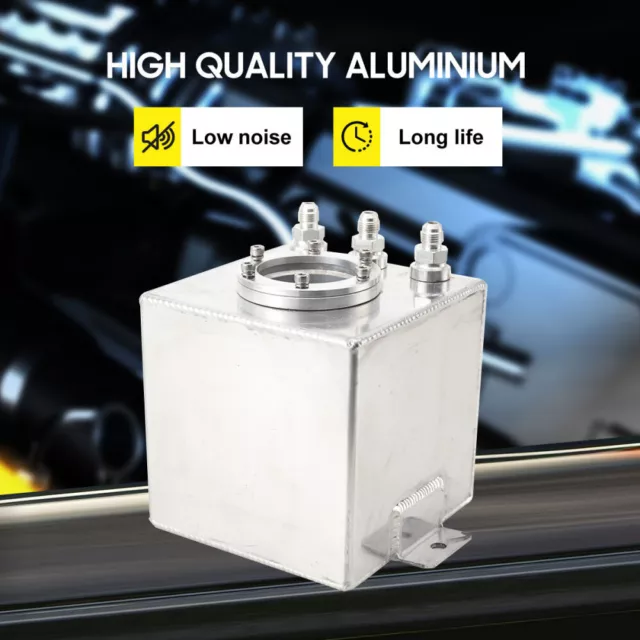 2 Litre Swirl Fuel Surge Tank Polished Aluminium with 3 x AN6 Fittings Silver UK 2