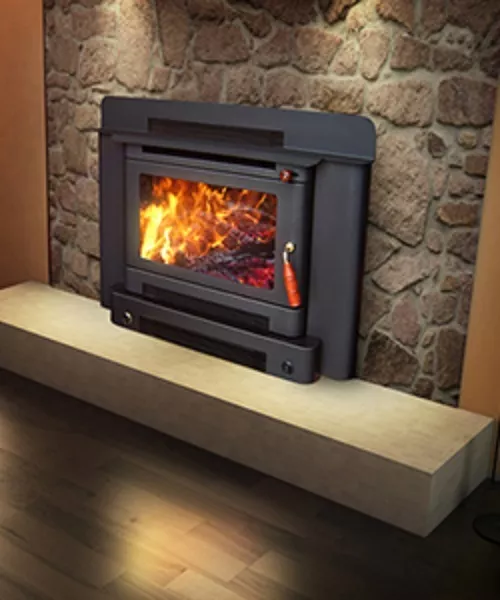Wood Heater Ecomaxx Premium Zero Clearance Inbuilt - Metallic Black Fireplace