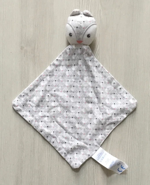 Doudou Renard Hibou blanc gris rose Obaibi Okaidi
