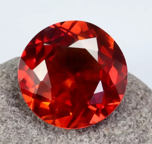 16 Ct Natural Certified Red Orange Hessonite Garnet Round Cut Loose Gemstone