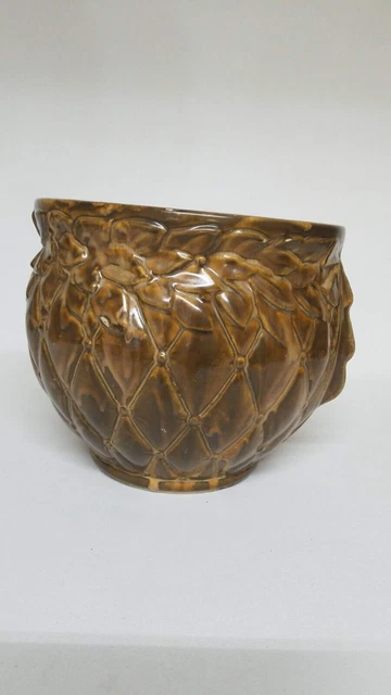 Vintage Large  McCoy Quilted Jardinaire  Bronze Free Shipping