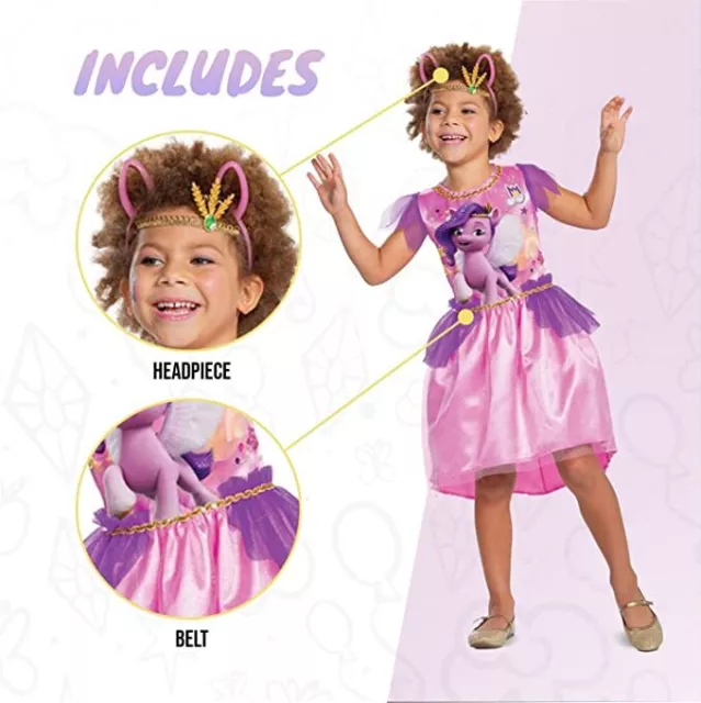 Costume da bambina My Little Pony una nuova generazione principessa petali pipp abito elegante S 3