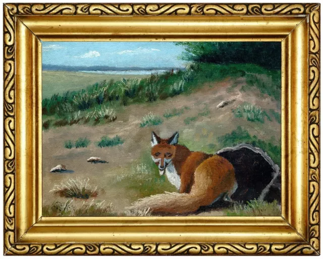 Old Fox Old Painting On Canvas, Beautiful