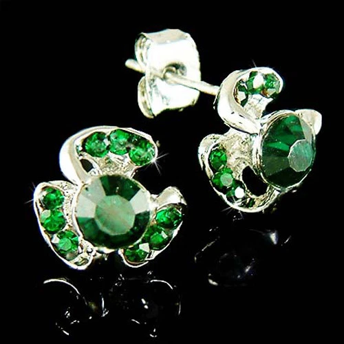 Boucles D'oreilles Pendantes En CRISTAL Swarovski - Motif Chat Trèfle Ou Bambou, Doré