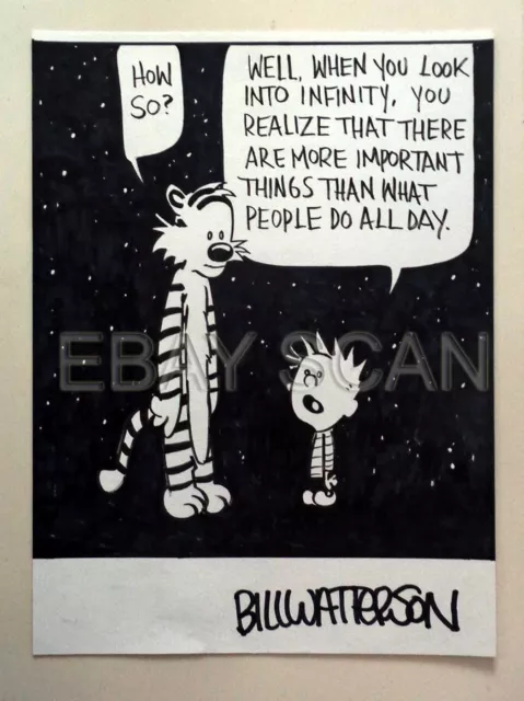 Bill Watterson ink on paper drawing painting Calvin and Hobbs 2