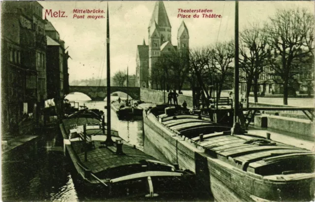 CPA AK METZ Mittelbrucke Theaterstaden Pont moyen Place du Théatre (650946)