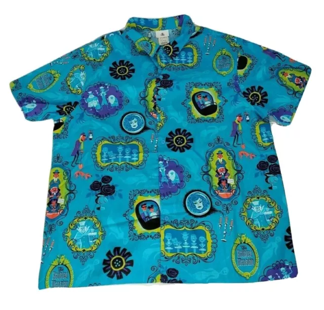 Disney Parks Shag Haunted Mansion 50th 31 Ghosts Camp Woven Shirt Size (S) New