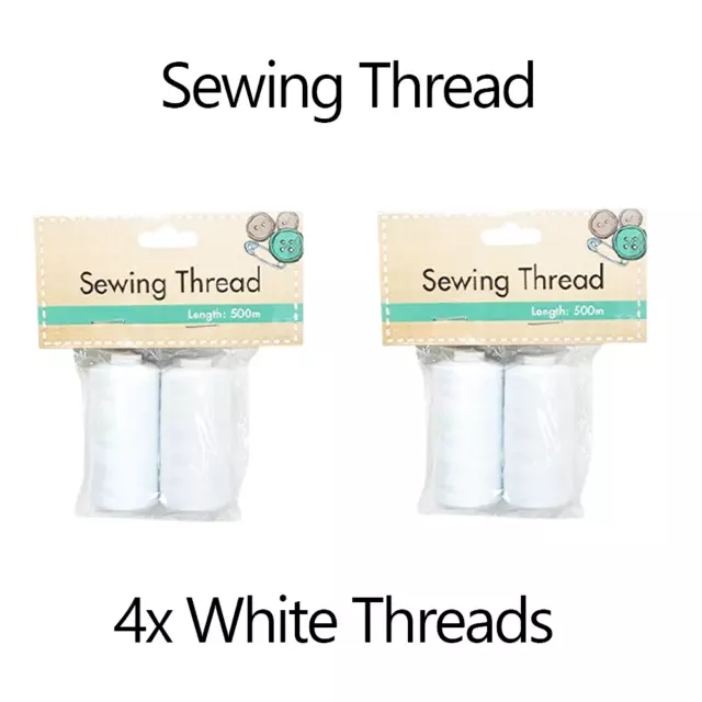 Sewing Thread 4 Spools x 500m Black White Quilting Polyester Embroidery Machine