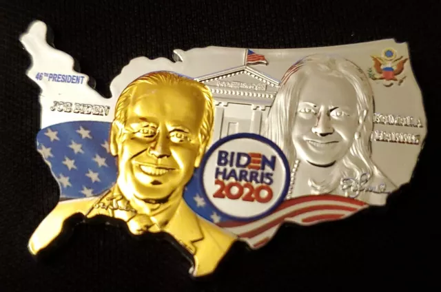 Joe Biden Kamala Harris Gold Silber Münze Staatsflaggen Karte Americana signiert USA UK 2