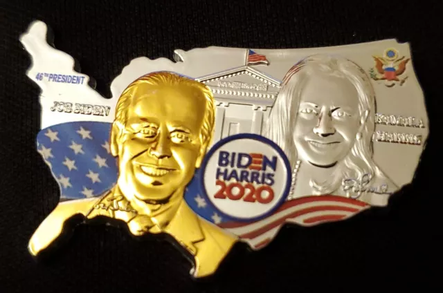 Joe Biden Kamala Harris Gold Silver Coin State Flags Map Americana Signed USA UK 2