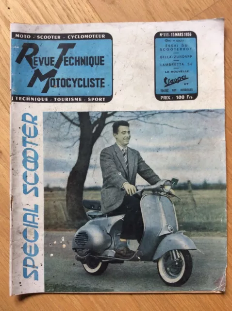 revue technique Motocycliste Lambretta 56 Bella Zundapp Scooterrot n°111 Mars 56