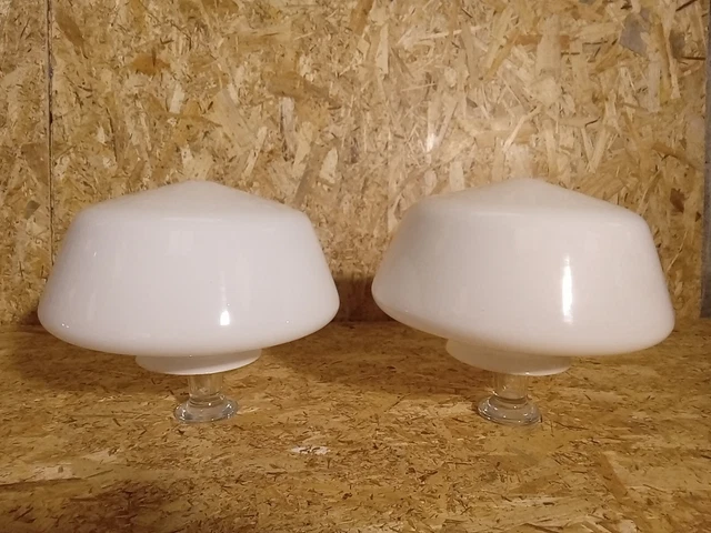 Lot De 2 Anciennes Lampes De Ferme / Atelier - Style Loft, Applique Plafond Globe Obus