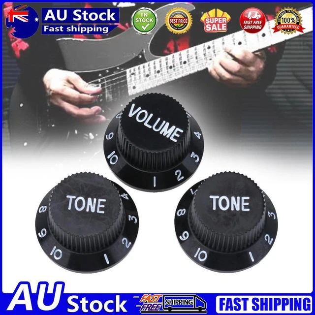 3pcs Plastic Electric Guitar Bass Volume Knob Potentiometer Caps(Black)