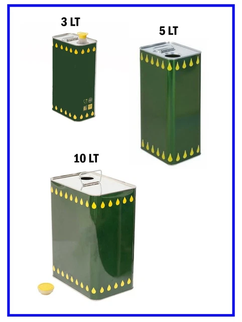 24 Lattine Per Olio D'Oliva Acquaverde – 3 Litri Ciascuna, In Metallo Con Tappo Ermetico, Made In Italy, Verde Con Gocce Oro - 2