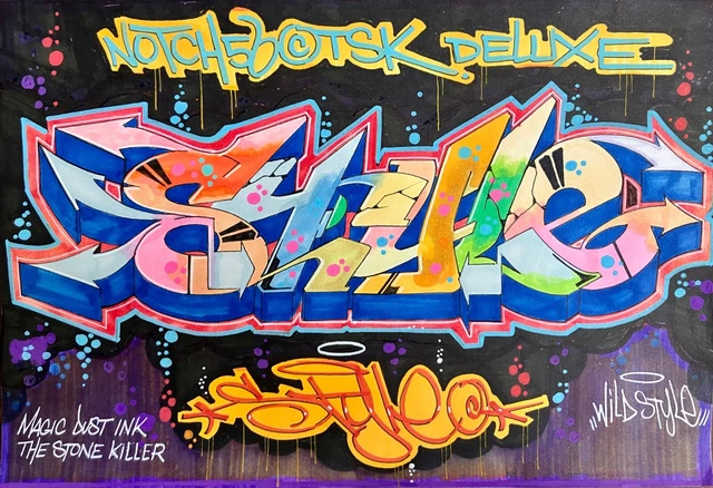 Dessin Graffiti NOTCH 56 (Bronx) 1985 - Signé, Encre Sur Papier 46x61 Cm, Street-art Vintage