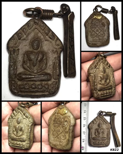 Thai Buddha Phra Khun Paen Amulet Lp Tim Takrut Gold Fish Talisman Charm Old 822