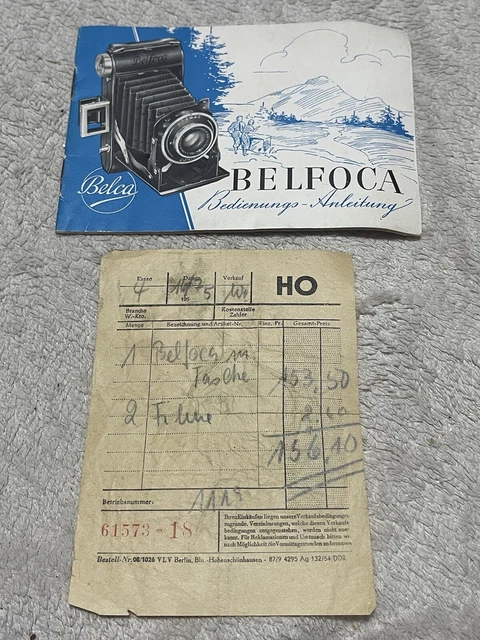 Belca Operating Instructions 1952/54 - BELFOCA - Booklet with Invoice 1975