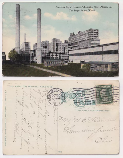 American Sugar Refinery Chalmette New Orleans LA Postcard 1910 Divided Back
