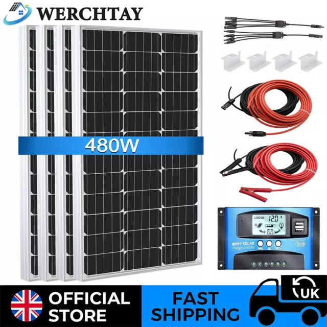 ECO-WORTHY 100W 200W 400W 1000W Watt Monocrystalline Solar Panel PV 12V  Home RV