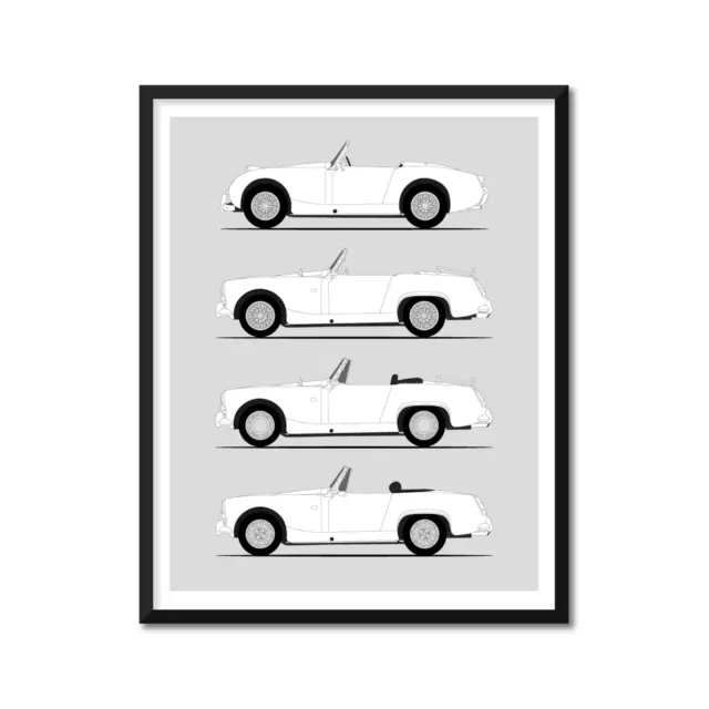 Austin Healey Sprite Poster Print Healey Sprite Generations History Evolution