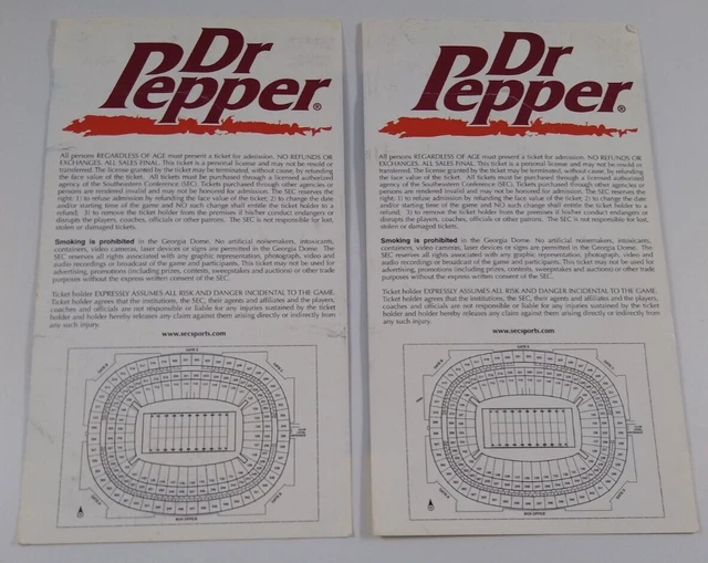 2002 SEC Championship tickets (2) - Georgia Bulldogs vs. Arkansas Razorbacks 2