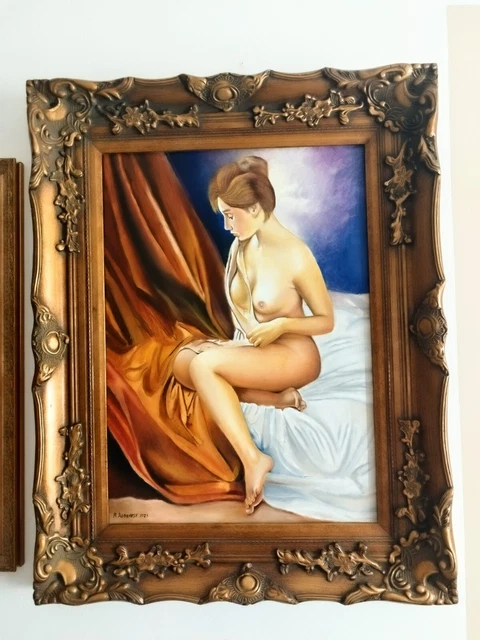 Dipinto Olio Su Tela Nudo Fatto Da Me Con Cornice In Legno