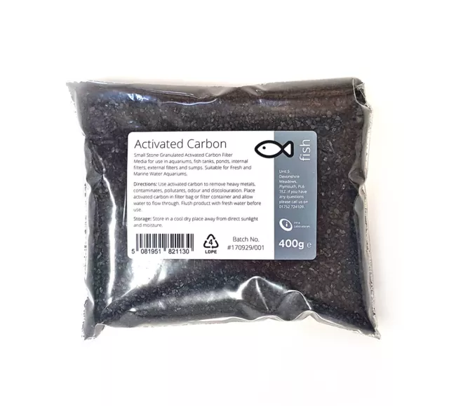 Activated Carbon 400g - Small Charcoal Granules Fish Tank Filter Media Aquariums