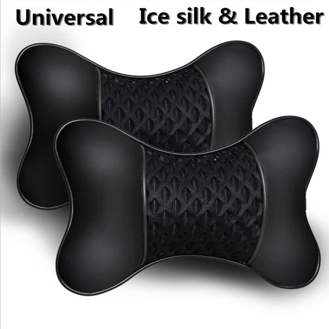 2PCS PU leather Knitted Car Pillows Headrest Neck Cushion Support Seat Parts