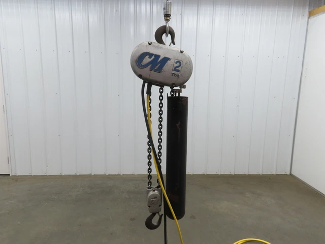 CM Lodestar R Electric Chain Hoist 2 Ton 8 FPM 18' Lift 230/460  3Ph Tested