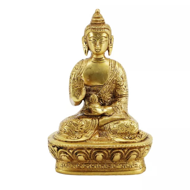 Buddha Statue Brass Meditation Spiritual - 4" Figurine Seated