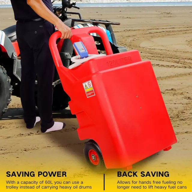 32 Gallon Portable Fuel Caddy Tank w/ Automatic Fuel Transfer Pump 2.8GPM