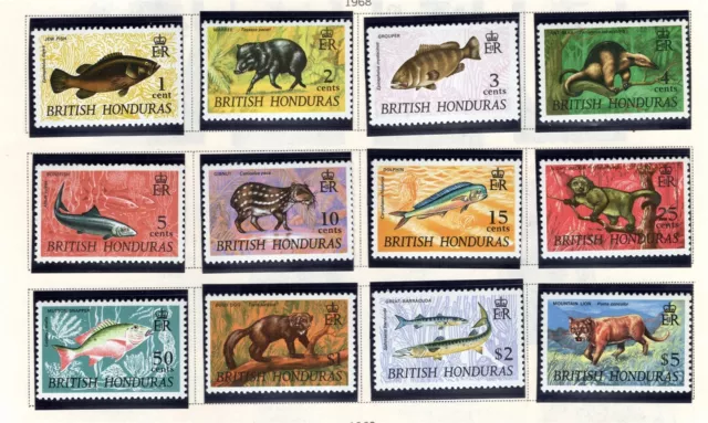 British Honduras Stamp Scott #214-225, Fish & Animals, Set of 12, MLH, SCV$24.40