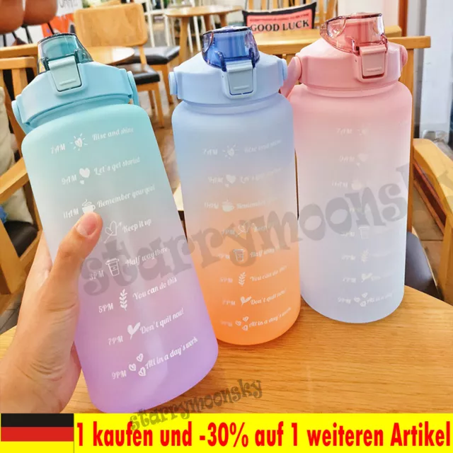 1L Sport Wasserflasche Gym Travel Trinkflasche mit Strohhalm BPA frei  Summer:)