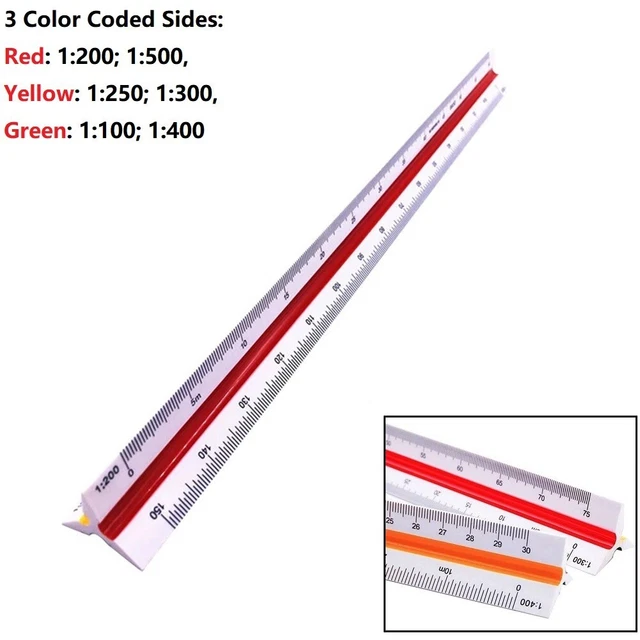 Règle Triangulaire D'Architecte 30cm - 6 Échelles De Réduction, En Plastique Durable, Pour Dessin Technique, Études
