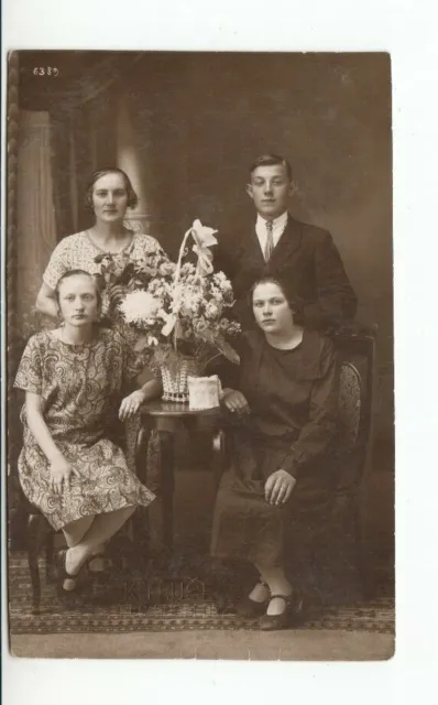 Postcard. POSSIBLY LATVIA. Real Photo. Unknown Family Portrait. Vec Gulbene.