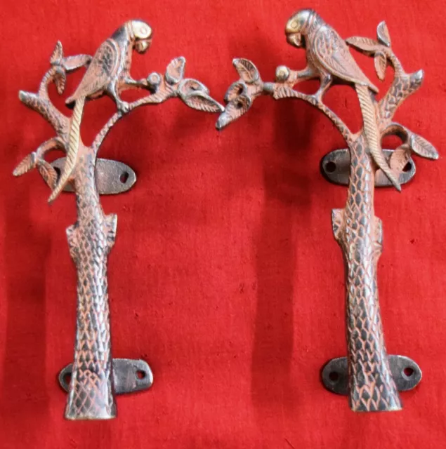 Parrot Tree Style Door Handle Brass Handmade Decorative Gate Pull Home Dec VR501