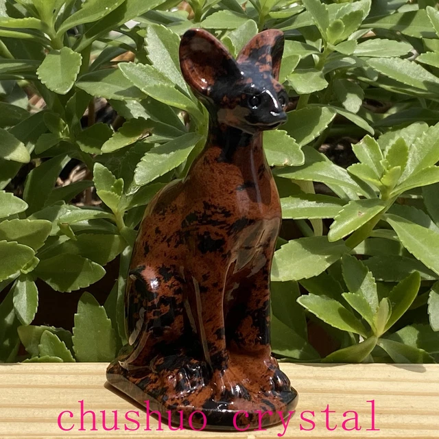 1pc Natural Red Obsidian Hairless cat Quartz Crystal Skull Carved Figurines 3"