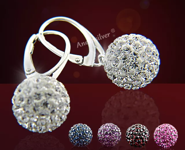 NEU Silber Ohrringe 8,10,12mm Swarovski Steine sechs Farben Beste Preis Garantie