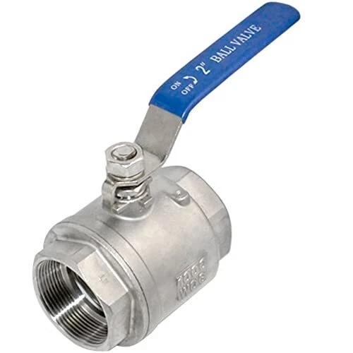 316 Stainless Steel 2" Full Port Ball Valve with Blue Vinyl Handle, NPT Femal...