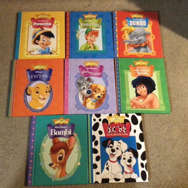 8 Walt Disney's Classics Jungle Book Bambi Dumbo Lion King Peter Hardcover Book