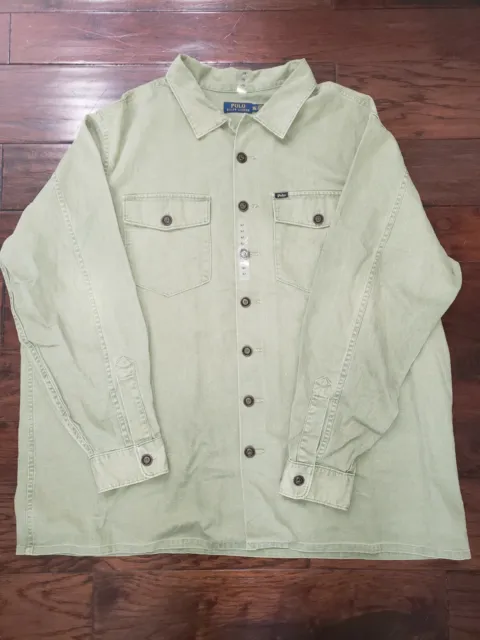 NWOT Polo Ralph Lauren Men's Classic Fit Olive Herringbone Twill Shirt Jacket