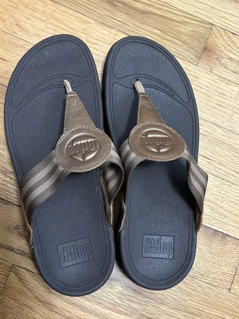 Fitflop Walkstar Sandals Women's 8M Bronze Toe Post Thong Wedge