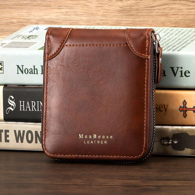 Mens RFID Blocking Leather Wallet Credit Card ID Holder Zipper Purse Waterproof