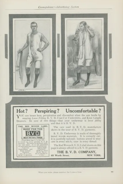 1910 BVD Undershirt Coat Cut Knee Length Drawers Old Phone Vintage Print Ad CO2