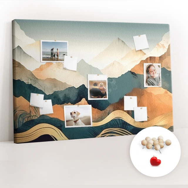 Bacheca In Sughero Con Cornice Legno 50x35 Cm - Pannello Per Appunti E Foto - Foto 7