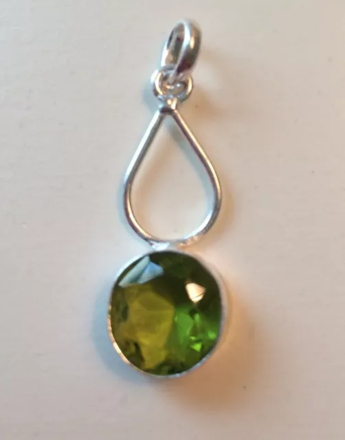 Solid 925 Sterling Silver Peridot  Gorgeous  Pendant 1.5"Long