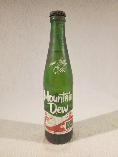 Vintage 1960s Mountain Dew Hillbilly Laughing Pig Bottle ~ Capped ~ Full